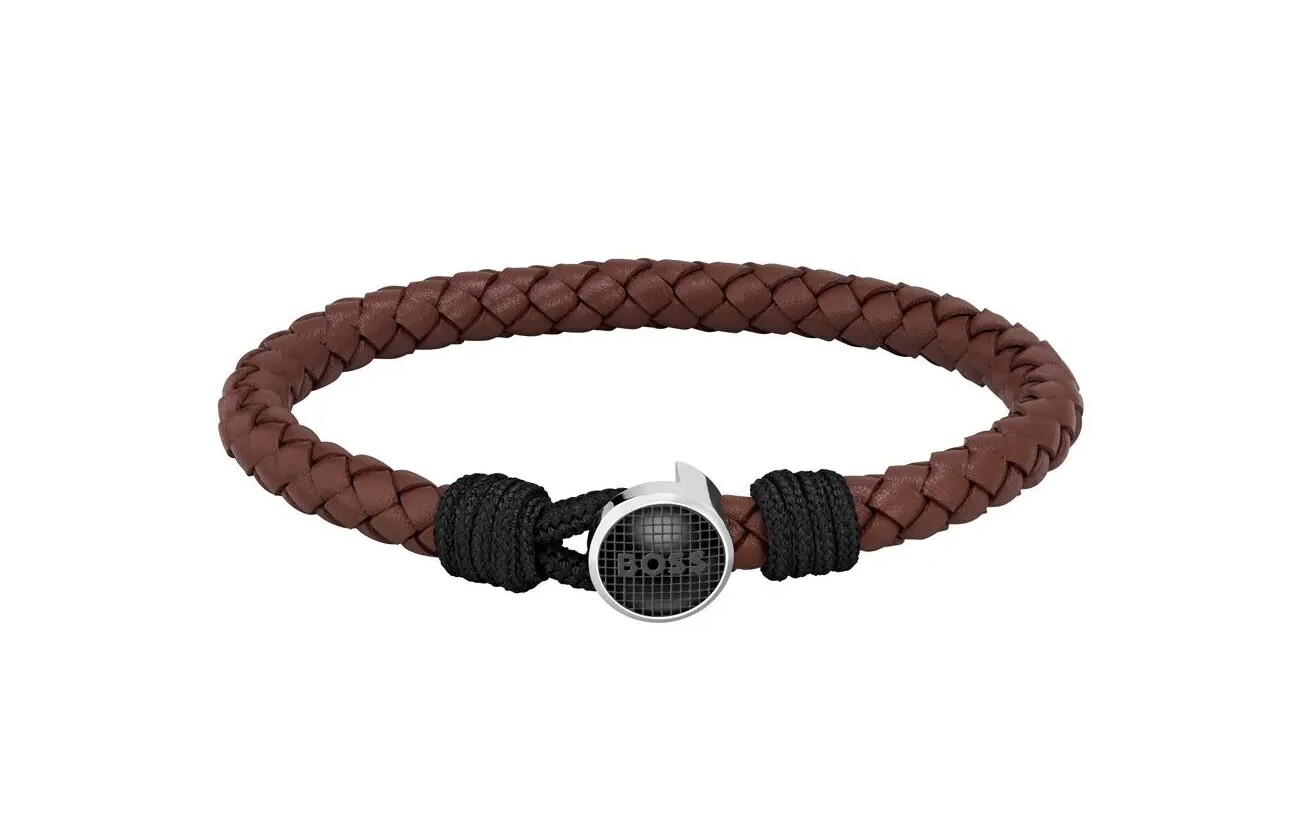 Hugo Boss Módní černý kožený náramek Classic 1580467 17,5 cm