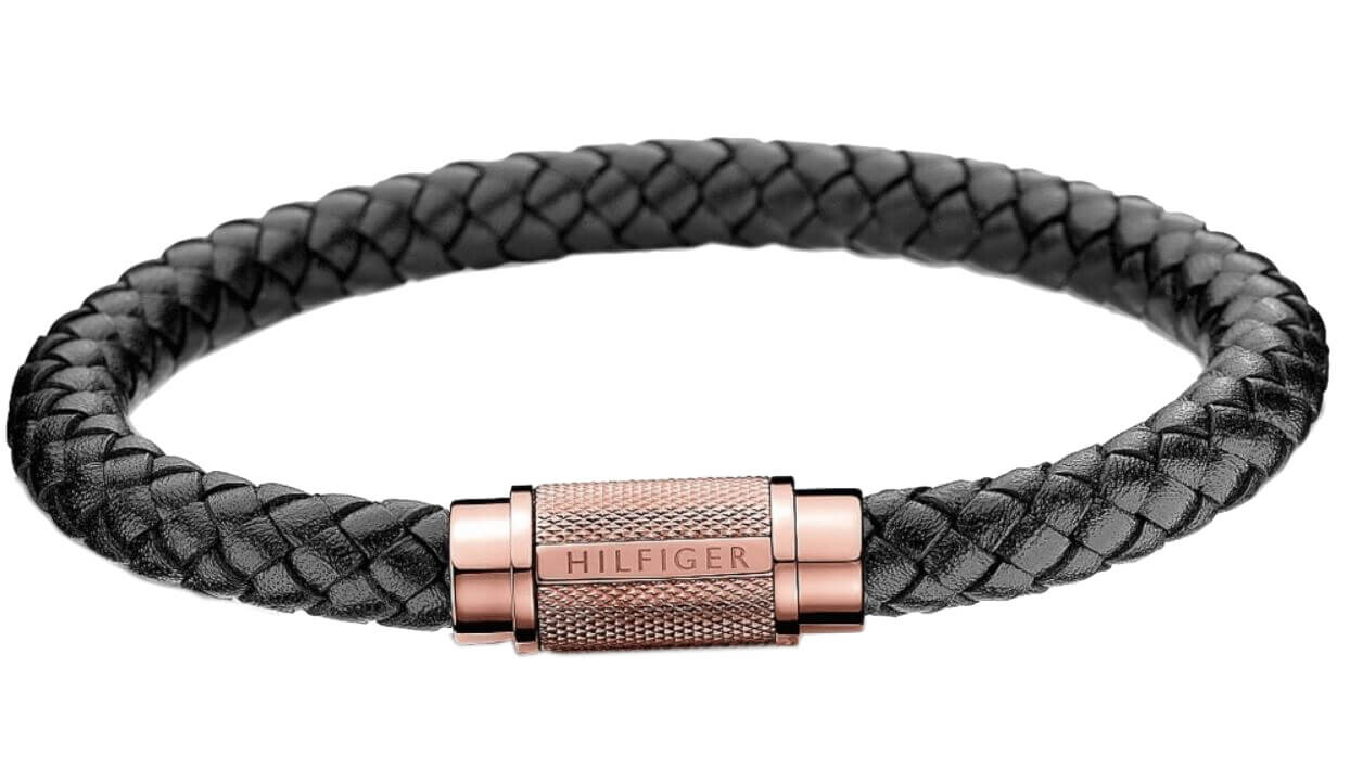 Tommy Hilfiger Trendy černý kožený náramek Casual Core 2700999