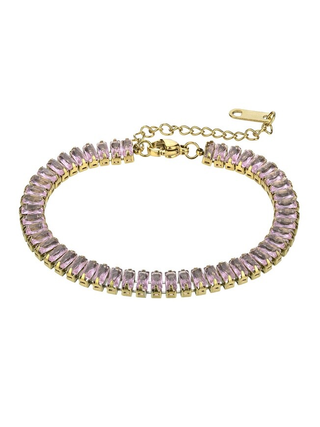 Marc Malone Blyštivý tenisový náramek se světle růžovými zirkony Braelynn MCB24036G