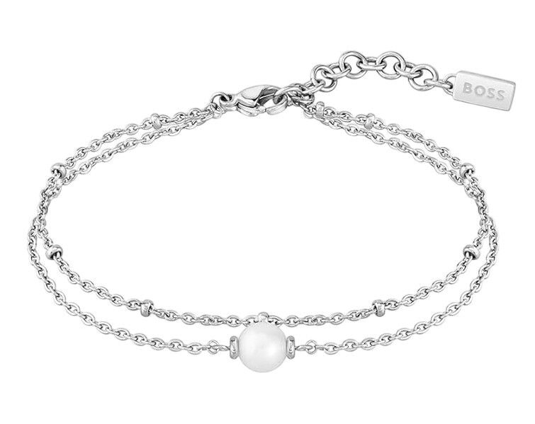 Hugo Boss Dvojitý ocelový náramek s perlou Cora 1580268