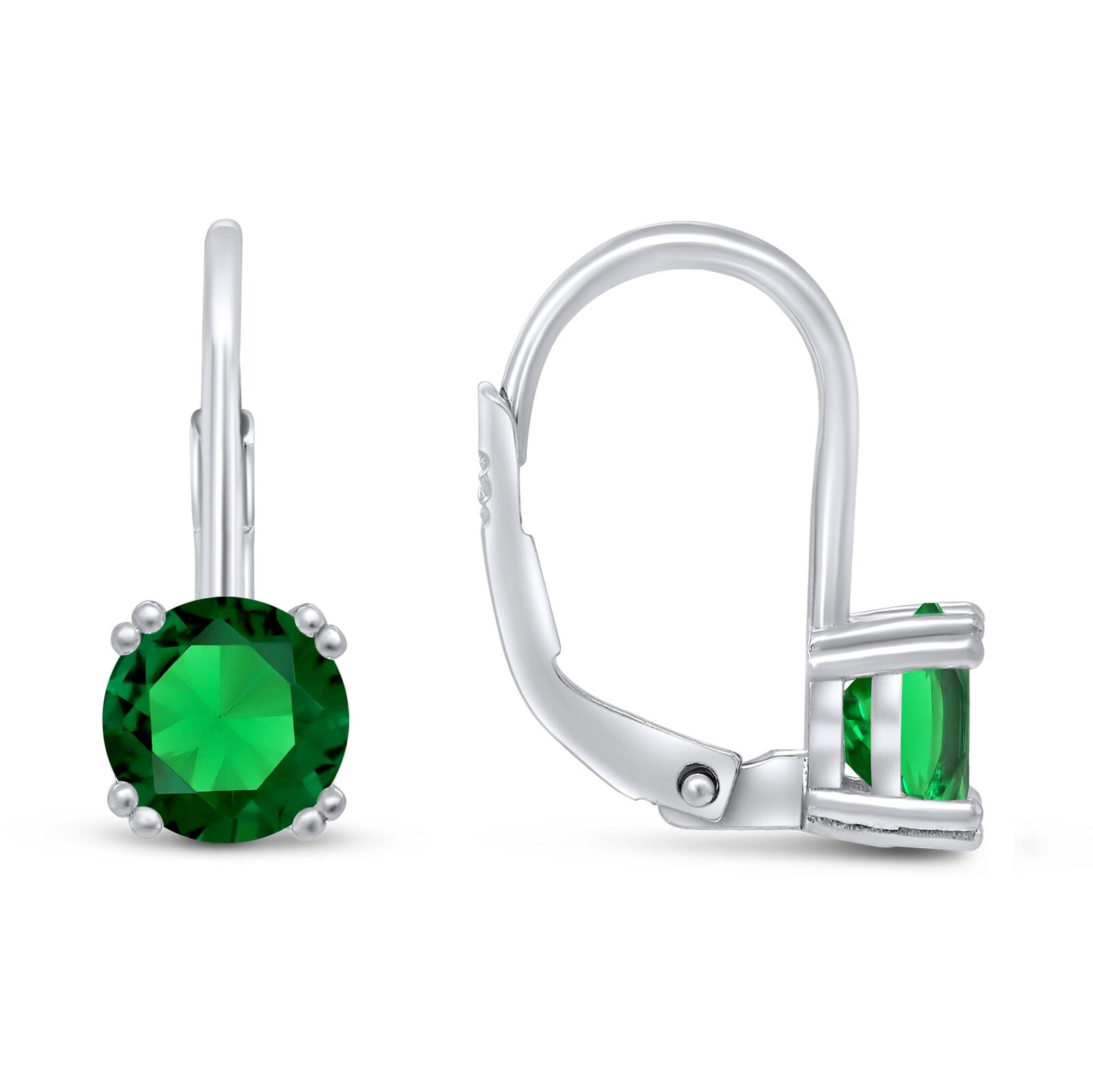 Brilio Silver Visací stříbrné náušnice se zelenými zirkony EA1013WG