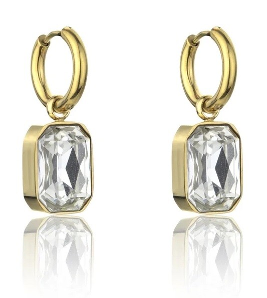 Marc Malone Pozlacené náušnice s čirými kamínky Royalty White Earrings MCE23153G