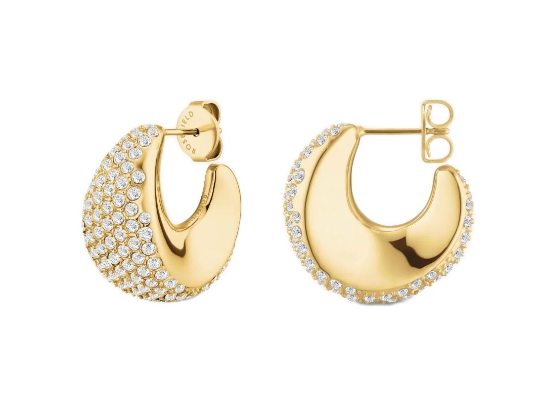 Rosefield Blyštivé pozlacené kruhy Pavé JEPMG-J1224