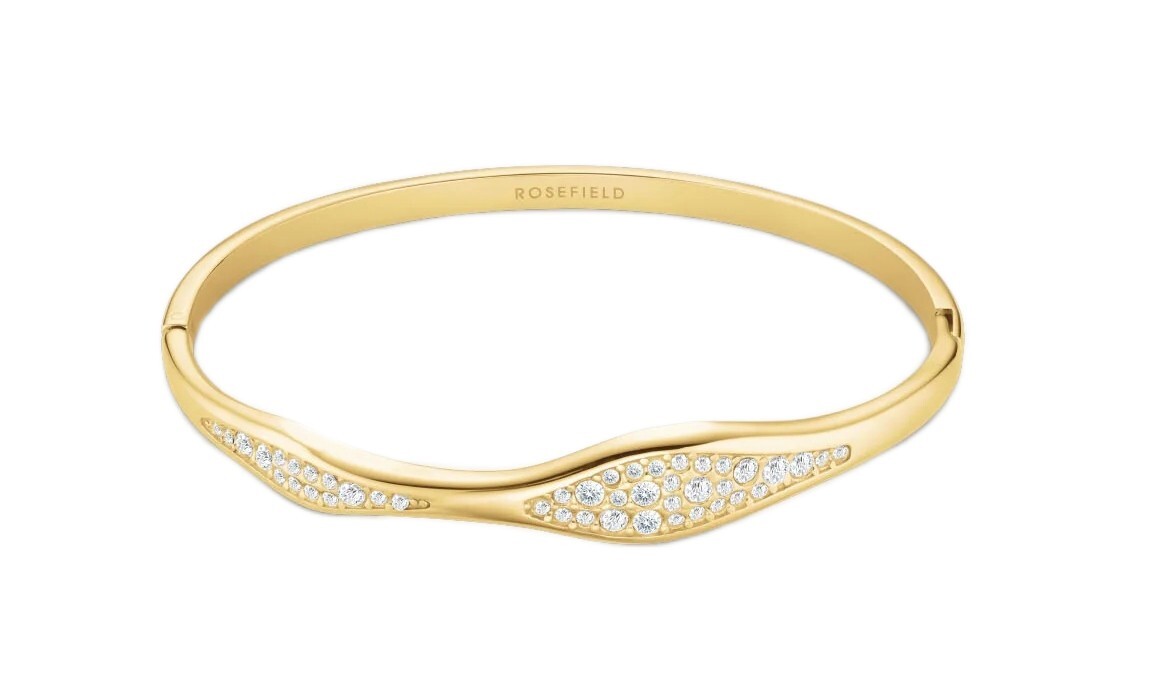 Rosefield Třpytivý pevný náramek s krystaly Pavé JBPWG-J1235