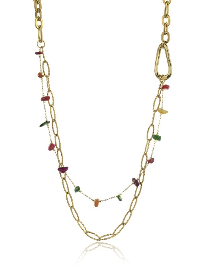 Marc Malone Dvojitý pozlacený náhrdelník s barevnými kamínky Kennedy MCN23007G