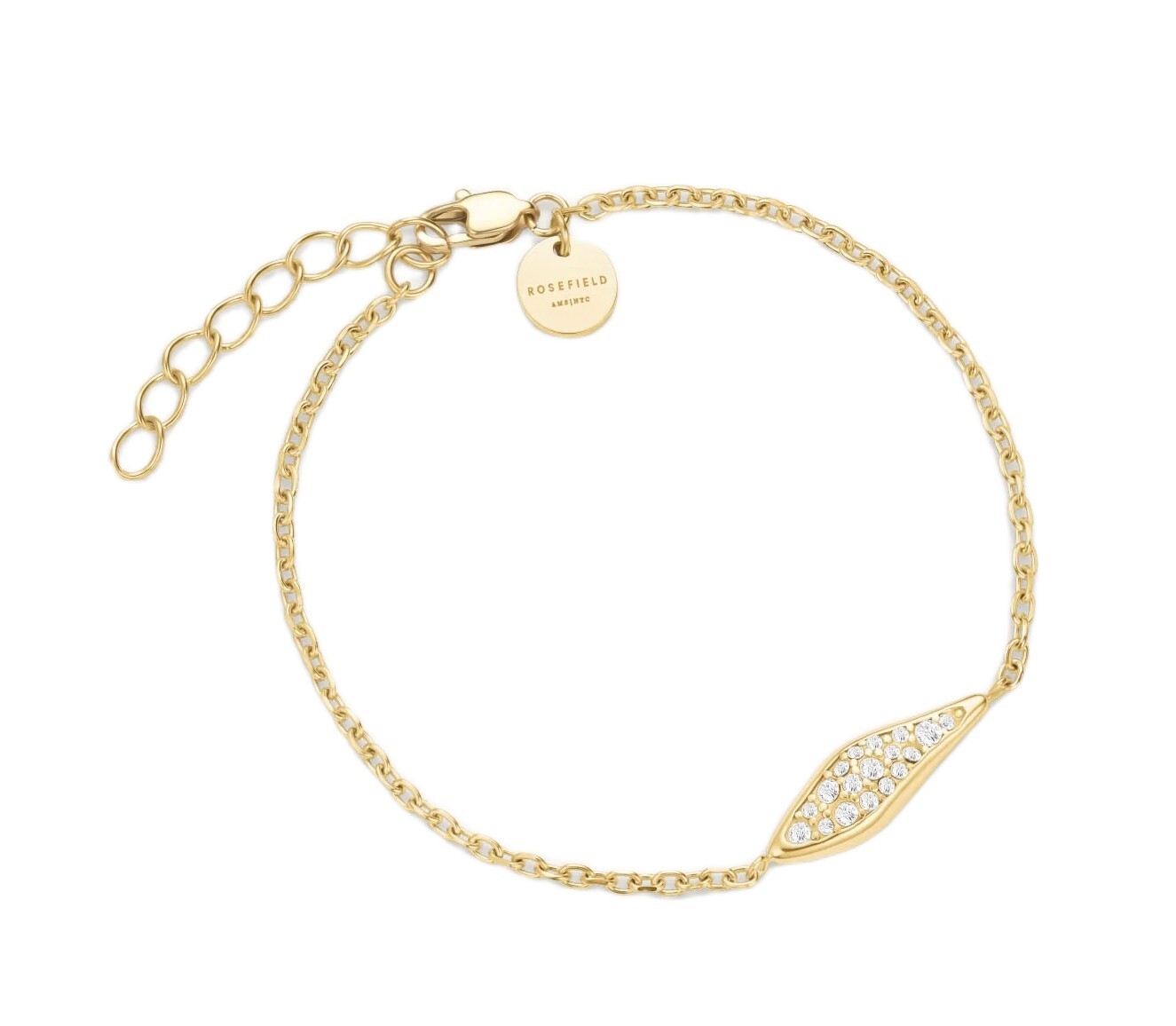 Rosefield Slušivý pozlacený náramek s krystaly Pavé JBPLG-J1238