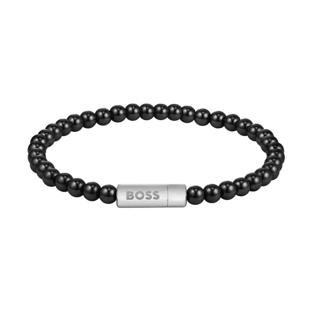 Hugo Boss Korálkový náramek s onyxem Sphere 1580789 19 cm
