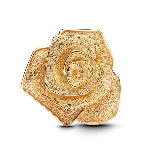 Pandora Krásný pozlacený korálek Rozkvetlá růže Shine Moments 763675C00