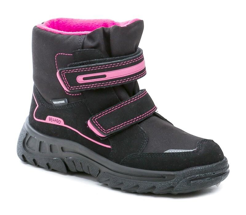 Befado 615X003 černo růžové dětské zimní boty