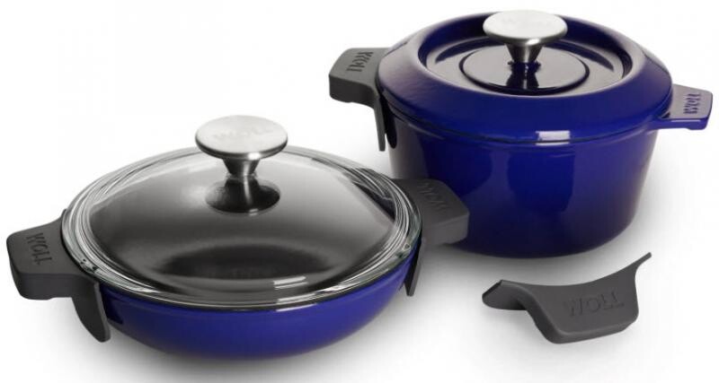 Woll Iron sada litinového hrnce a servírovací litinové pánve s poklicí, 20cm, modrá PB-CI-SET-0002-0