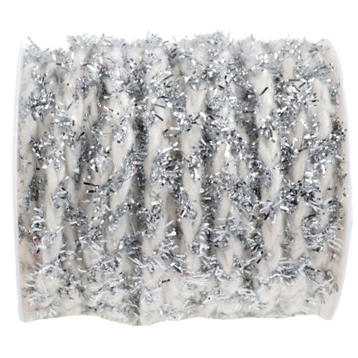 Stuha chlupatá bílo-stříbrná 5mm x 3m