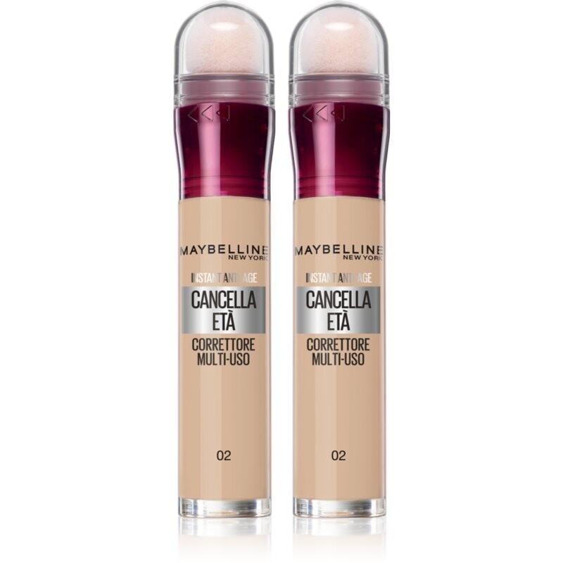 MAYBELLINE NEW YORK Instant Anti Age Eraser tekutý korektor s houbičkovým aplikátorem výhodné balení odstín 02 Nude