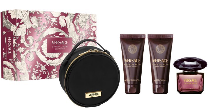 Versace Crystal Noir - EDT 90 ml + tělové mléko 100 ml + sprchový gel 100 ml + kosmetická taštička