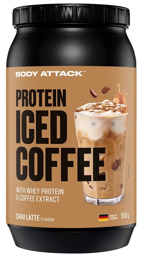Body Attack Protein Iced Coffee 900 g, syrovátkový koncentrát s kávou s kofeinem, Chai Latte