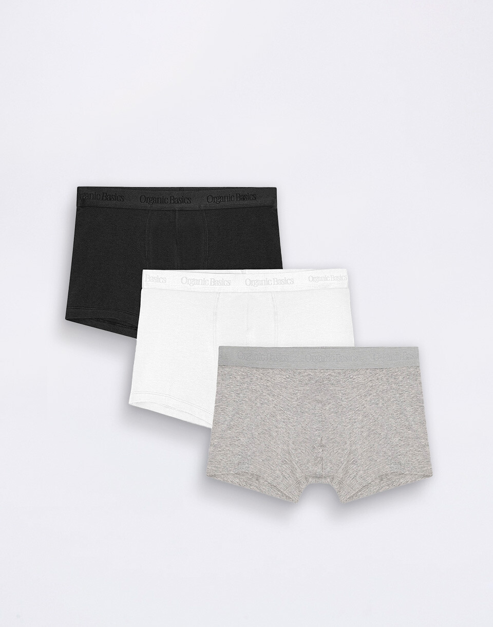 Organic Basics Core Trunks 3-Pack Black / White / Grey Melange M
