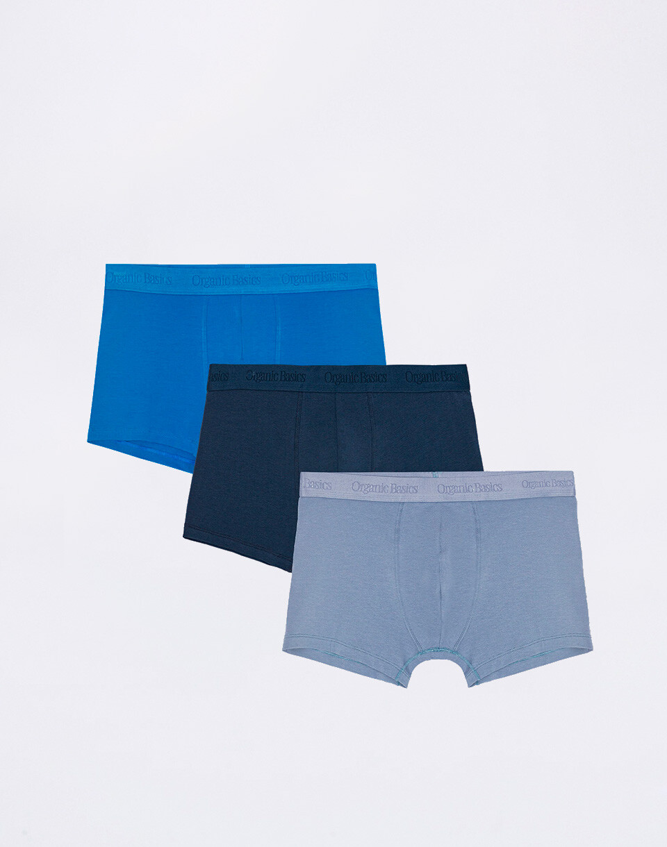 Organic Basics Core Trunks 3-Pack Azure Blue / Midnight Blue / Misty Blue M