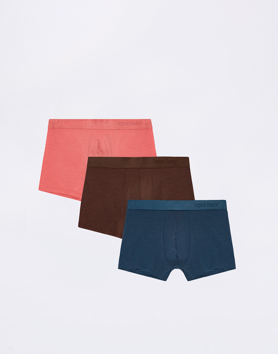 Organic Basics Soft Touch Trunks 3-pack Terracotta / Rich Brown / Midnight Blue M