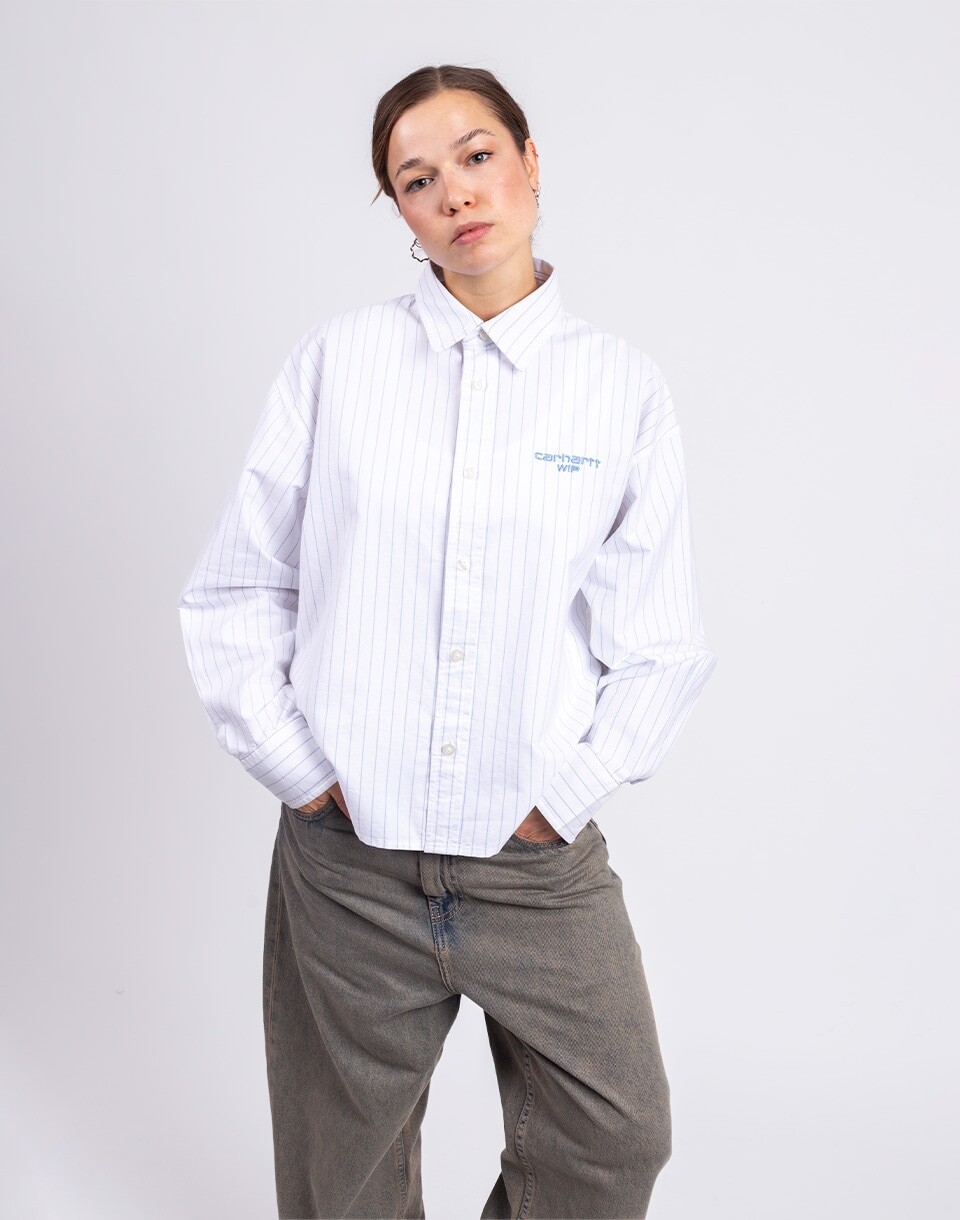 Carhartt WIP W' L/S Cassel Shirt Cassel Stripe, White/Bleach XS