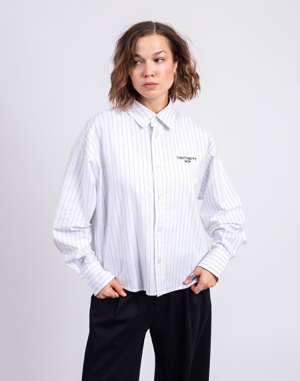 Carhartt WIP W' L/S Cassel Shirt Cassel Stripe, White/Black XS