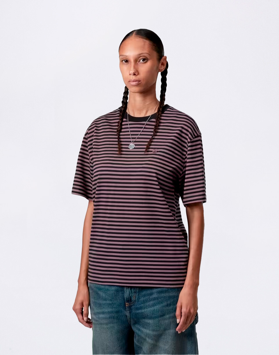 Carhartt WIP W' S/S Verner T-Shirt Verner Stripe, Black/Phlox XS