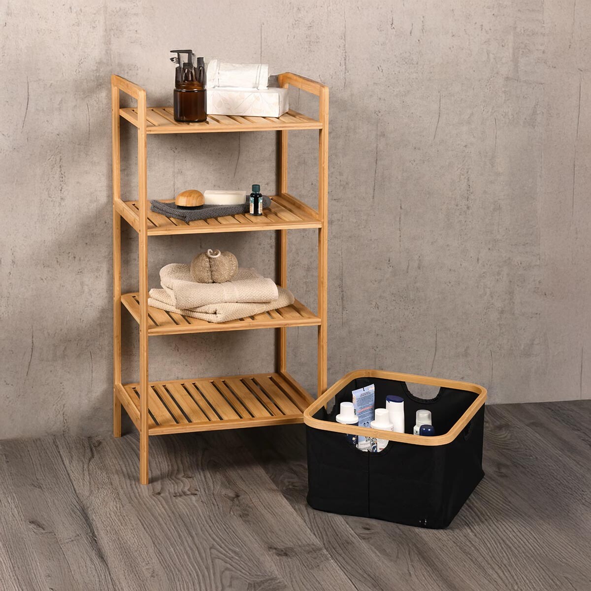 Die moderne Hausfrau Bambusový regál s košem
