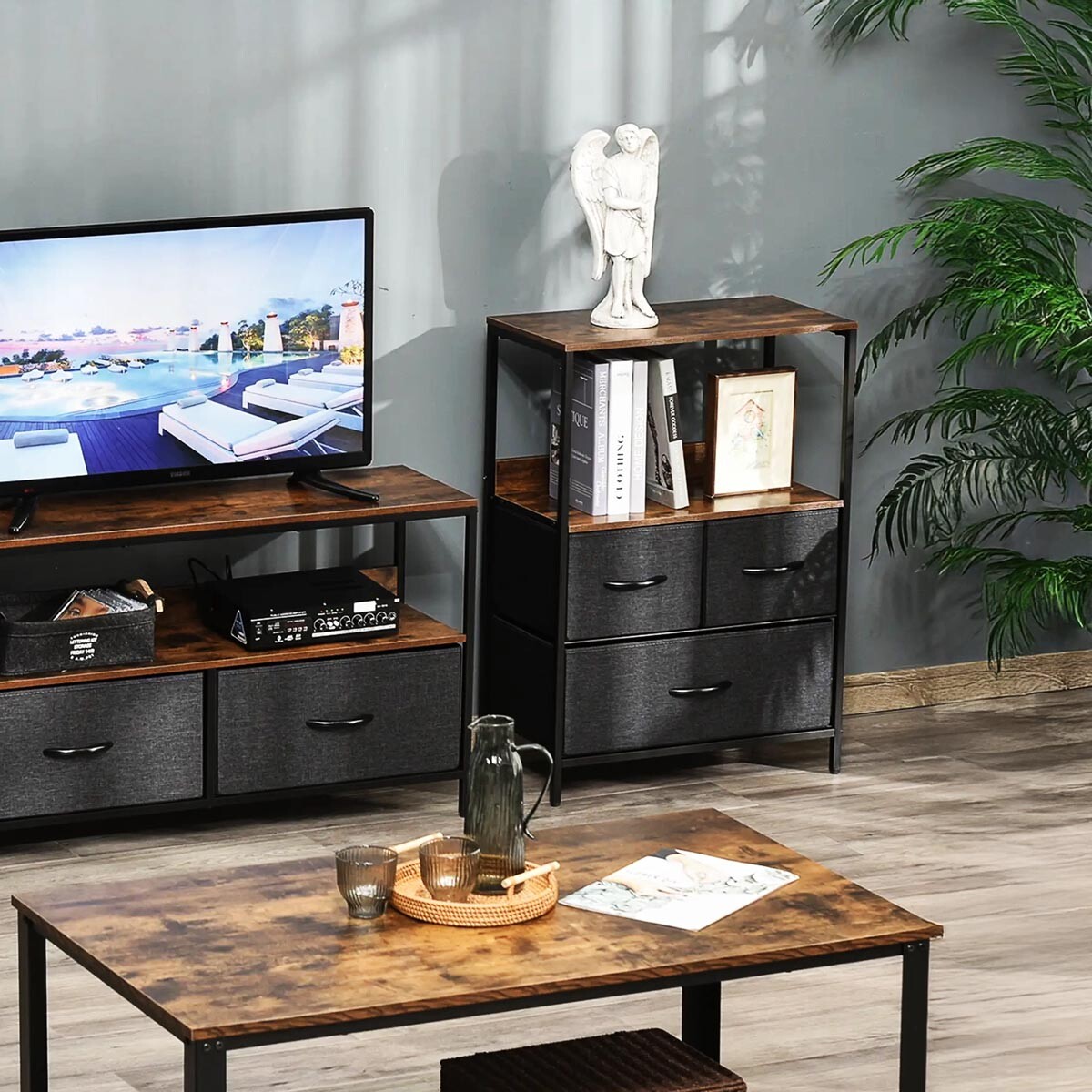 HOMCOM Komoda se 3 zásuvkami, černá