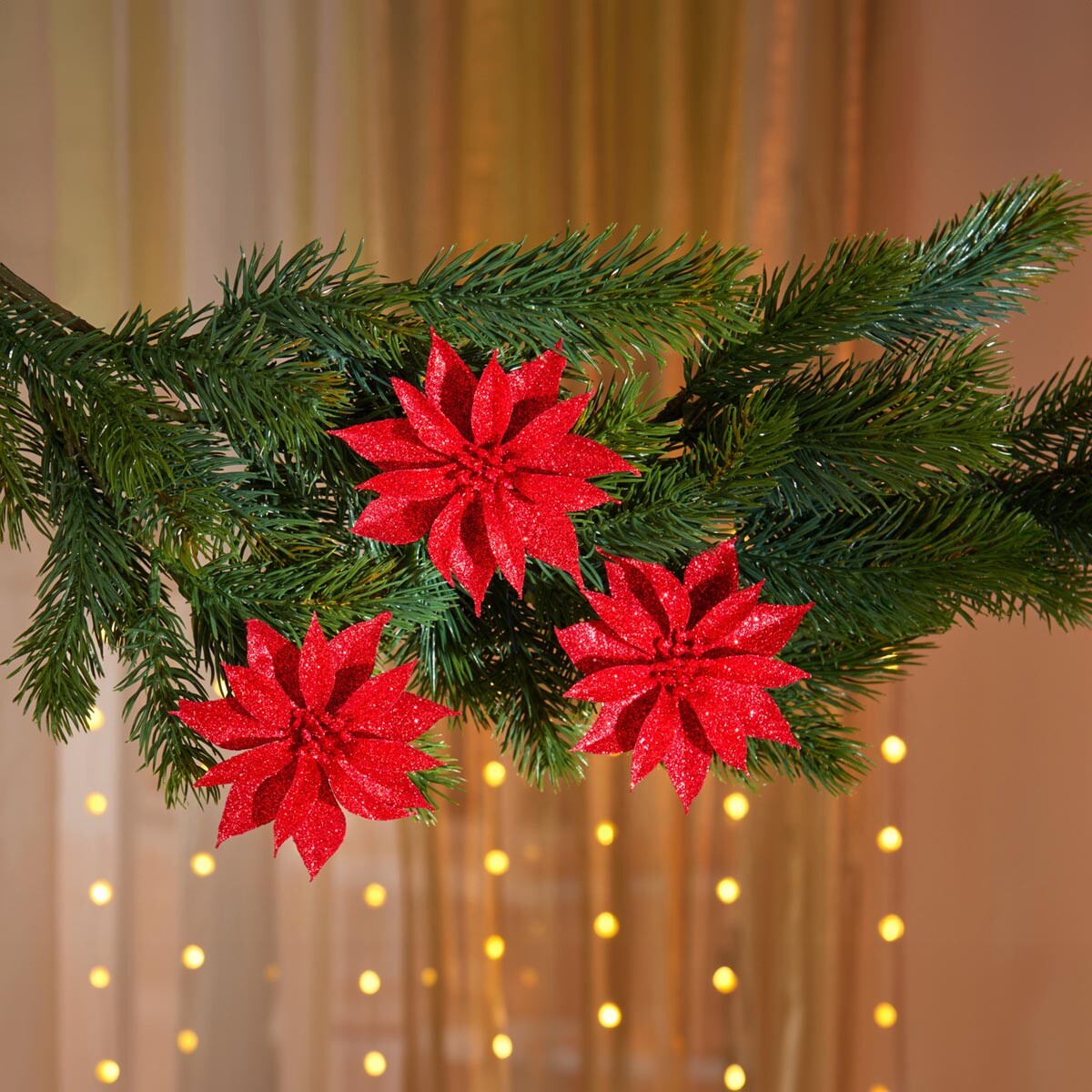 Dekorace s klipem Vánoční hvězda, 3 ks