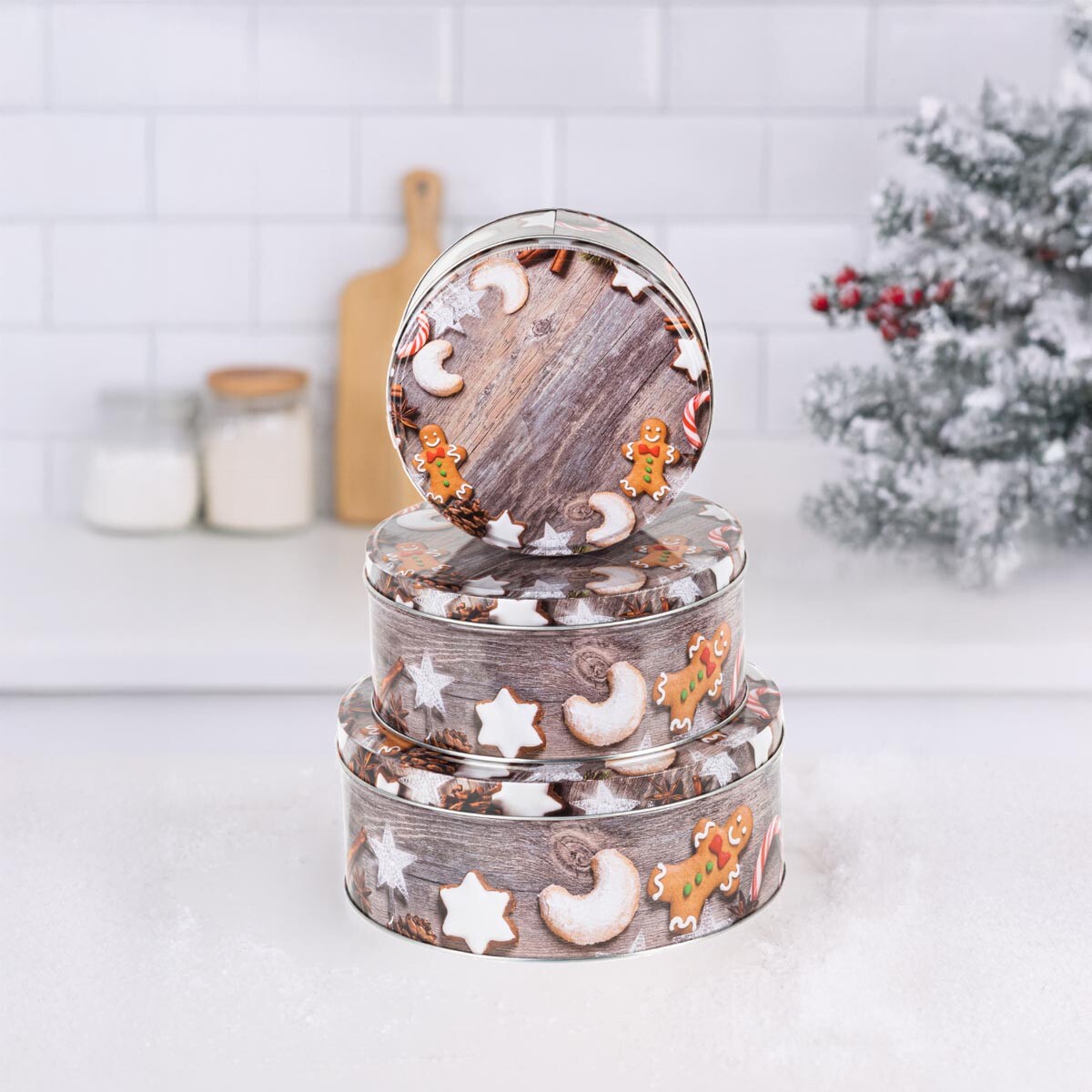 Haushalt international Kulaté dózy na cukroví Rohlíčky, sada 3 ks