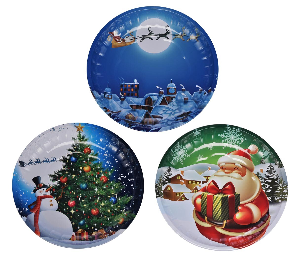 Haushalt international Kovové vánoční talíře, kulaté, sada 3 ks