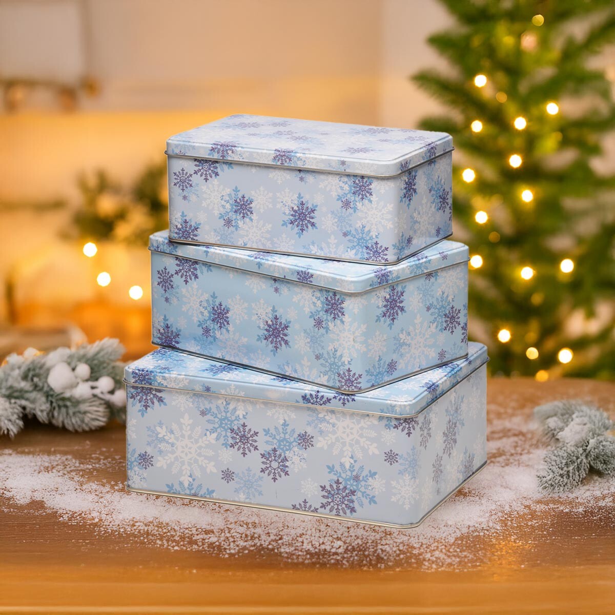 Haushalt international Hranaté dózy na cukroví Vločky, sada 3 ks