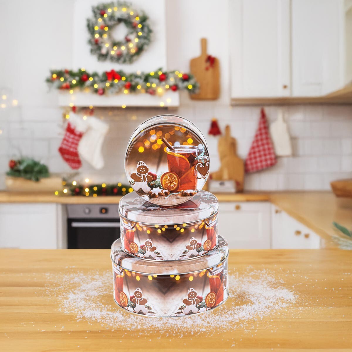 Haushalt international Kulaté dózy na cukroví Punč, sada 3 ks