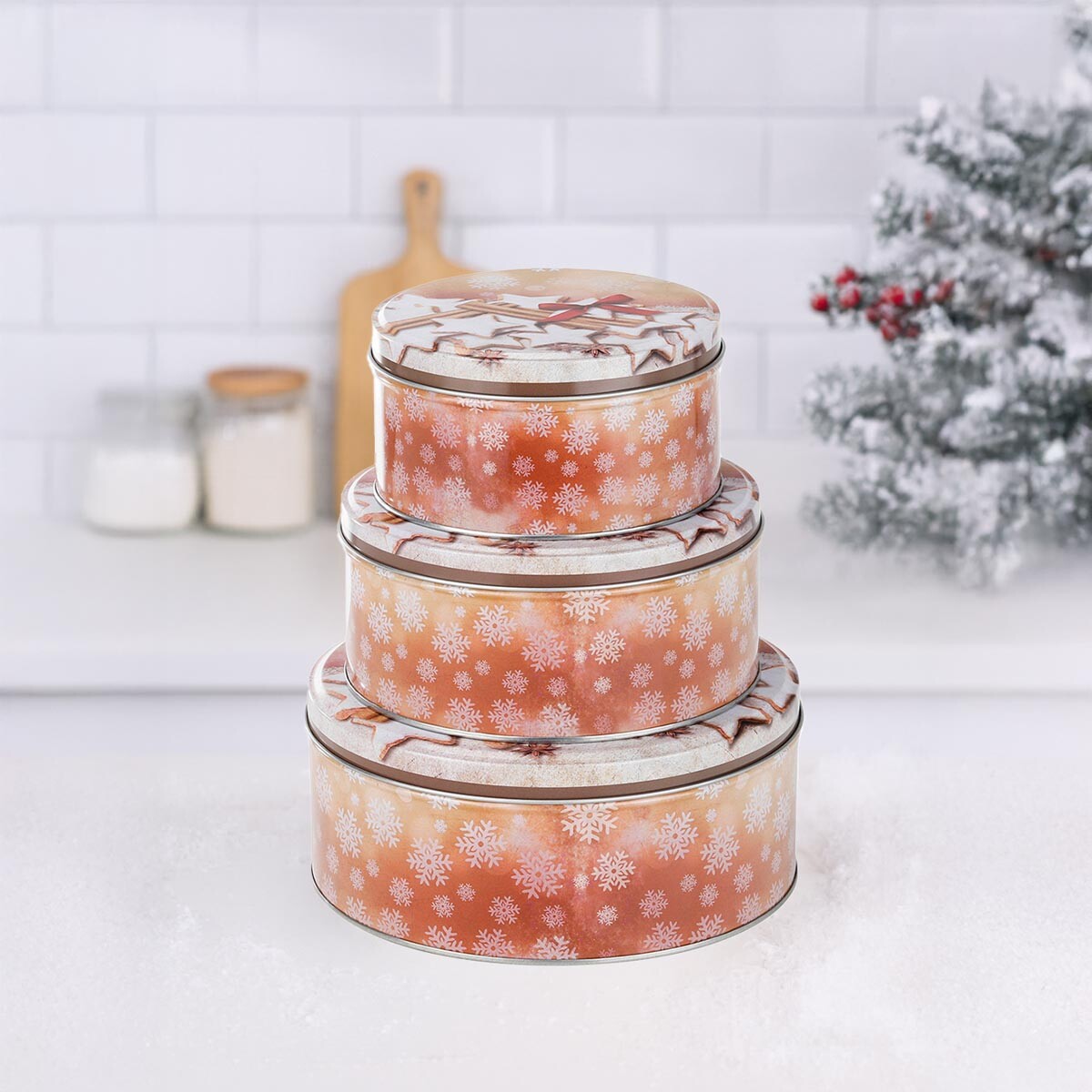 Haushalt international Kulaté dózy na cukroví Hvězdy, sada 3 ks