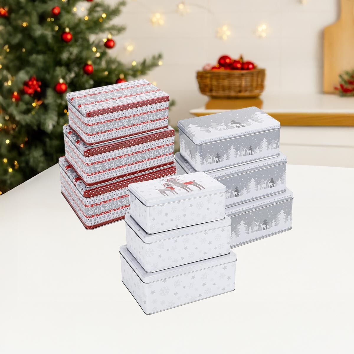 Haushalt international Hranaté dózy na cukroví, šedé, sada 3 ks