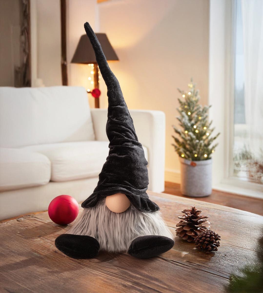 Vánoční skřítek, černý, 66 cm