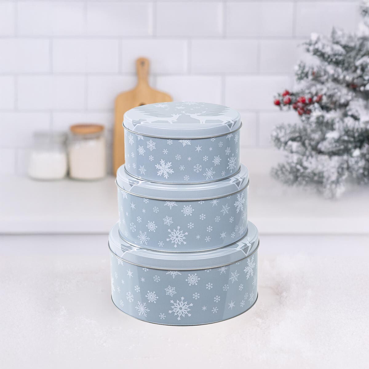 Haushalt international Kulaté dózy na cukroví Šedé, sada 3 ks