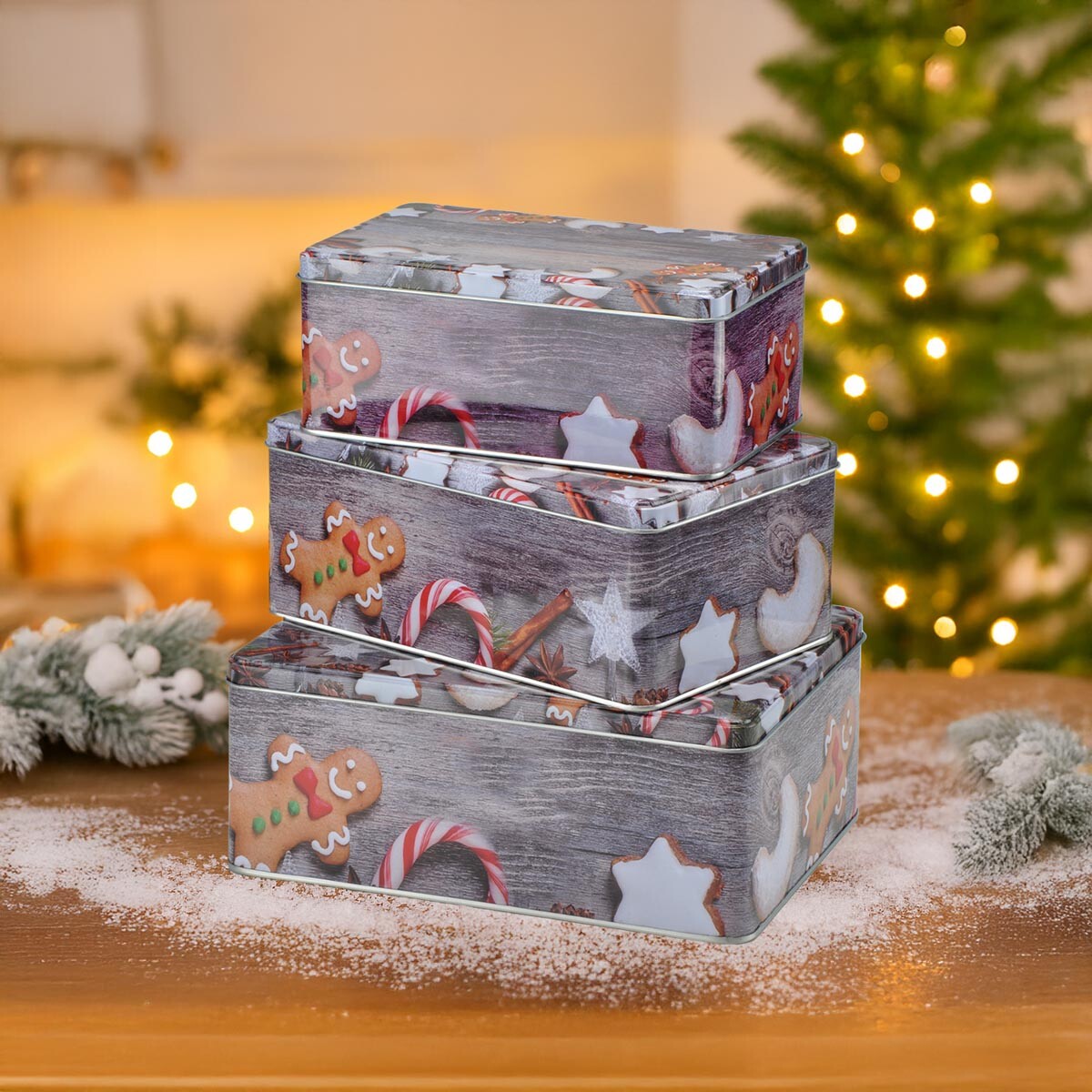 Haushalt international Hranaté dózy na cukroví Perníček, sada 3 ks