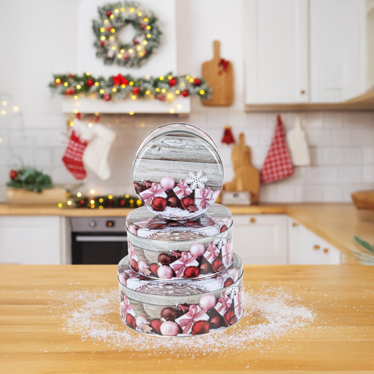 Haushalt international Kulaté dózy na cukroví Ozdoby, sada 3 ks