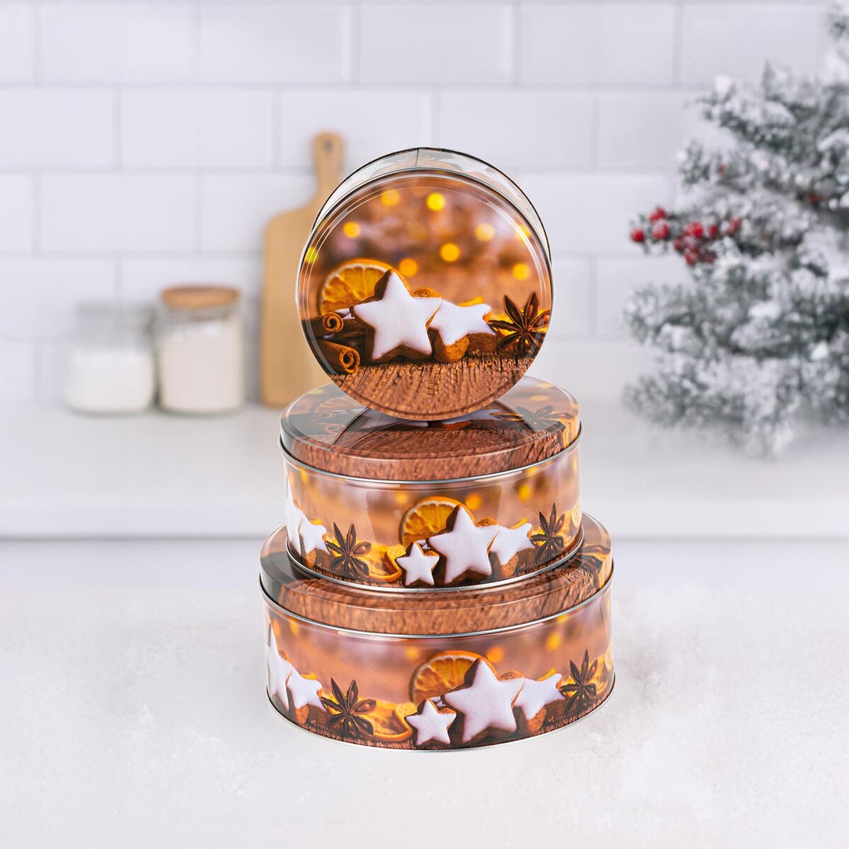 Haushalt international Kulaté dózy na cukroví Badyán, sada 3 ks