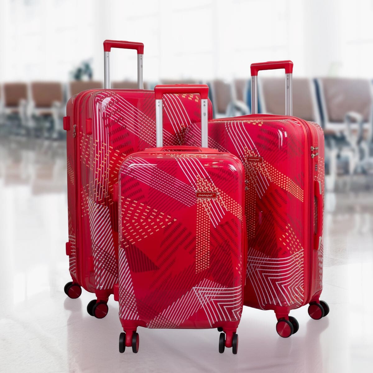 Cestovní kufry Ravenna, sada 3 ks, červené
