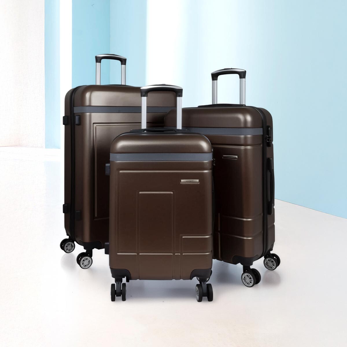 Cestovní kufry Geneva, sada 3 ks, hnědé