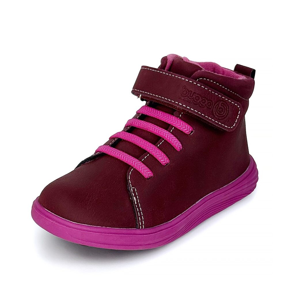 Dívčí celoroční barefoot boty Bugga KAMA Burgundy B00200-07 - 25