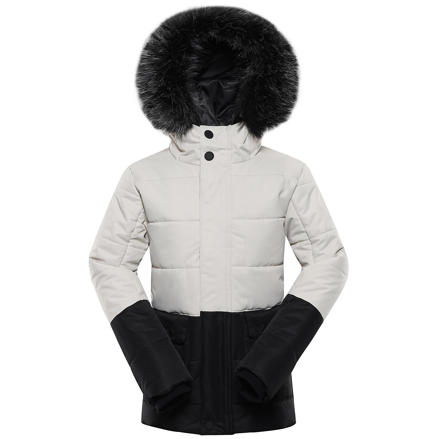 Dětská zimní bunda Alpine Pro Egypo Dětská velikost: 140-146 / Barva: černá/bílá