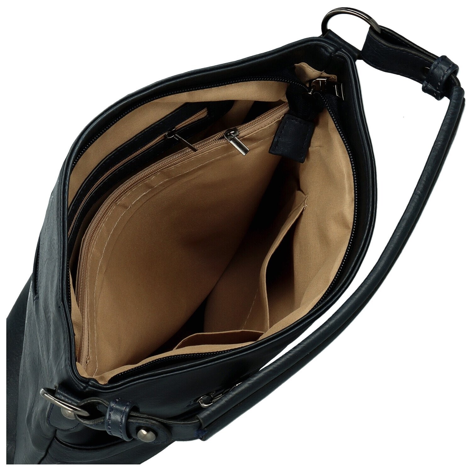 Trendy dámská koženková kabelka na rameno Sandipa, tmavě modrá