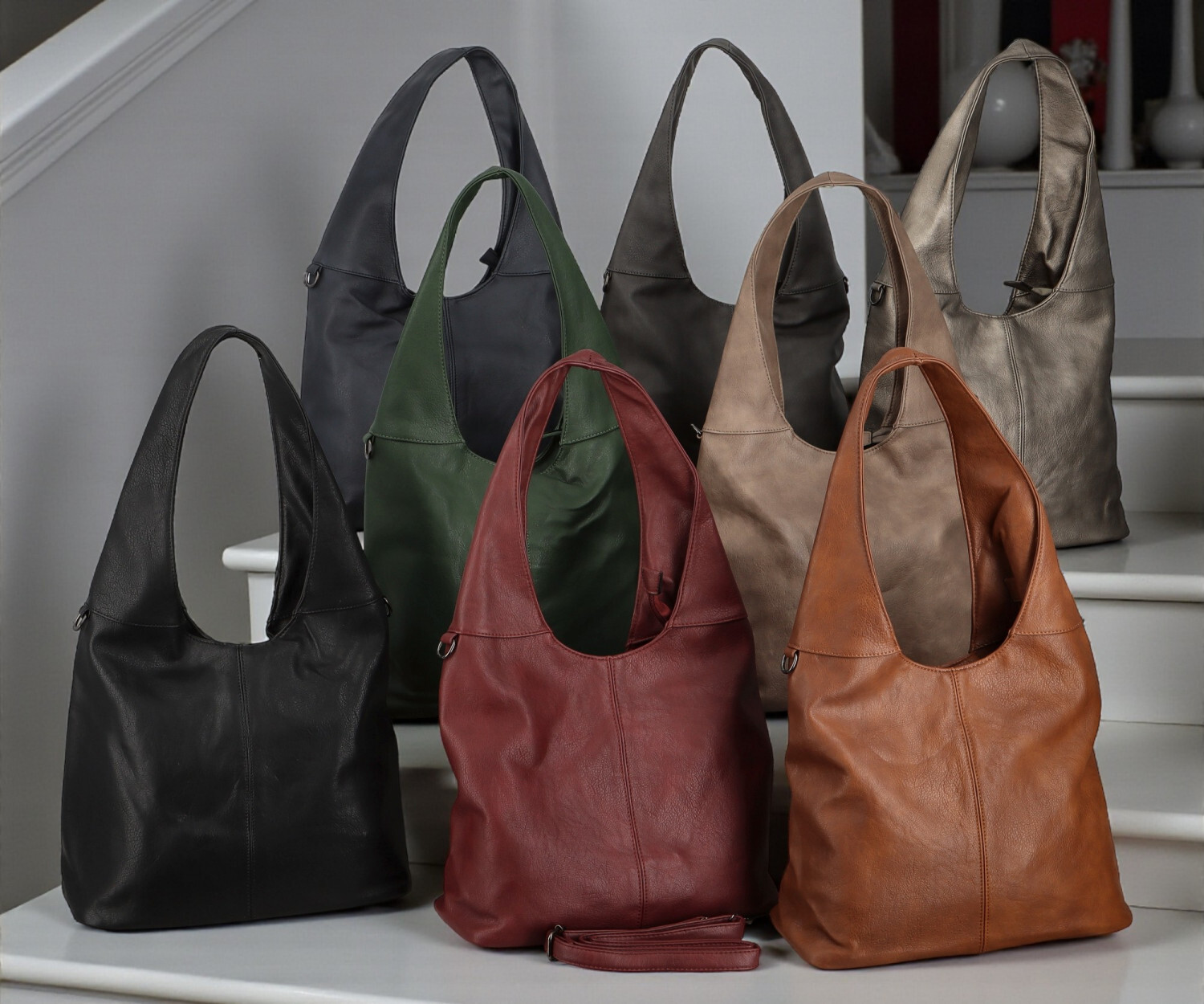 Trendy dámská koženková kabelka na rameno Marlen, tmavě šedá