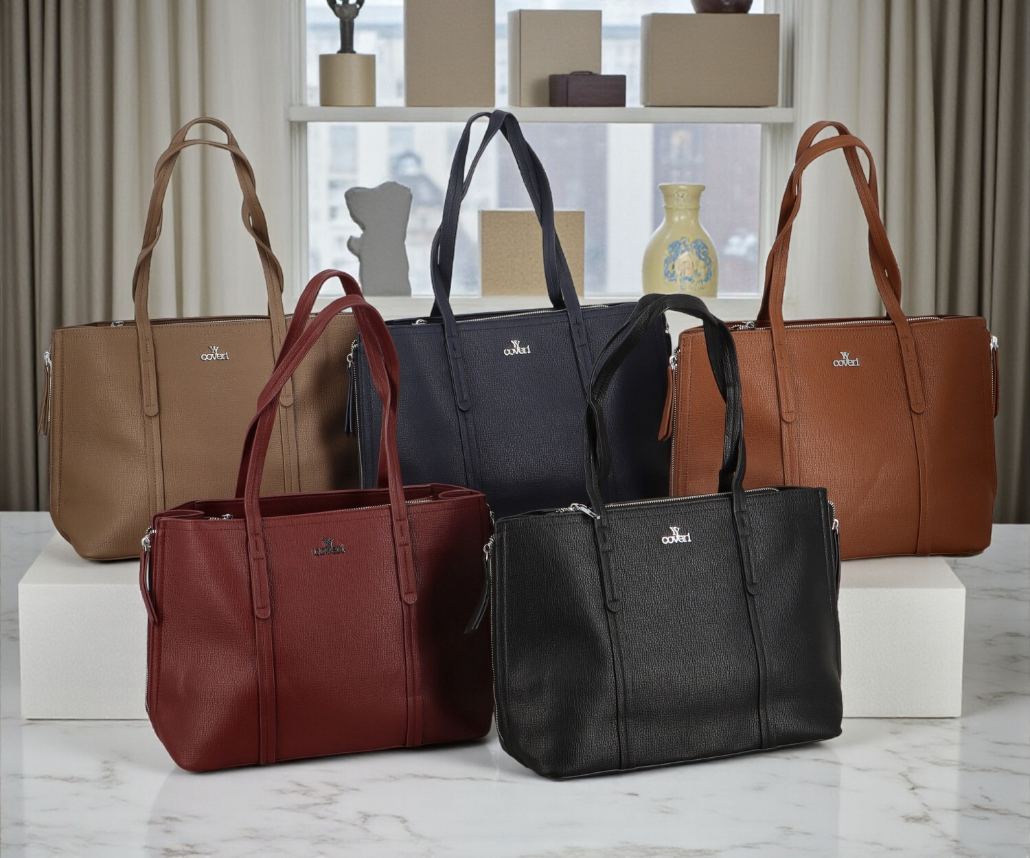 Módní dámská koženková kabelka na rameno Belle, tmavě modrá