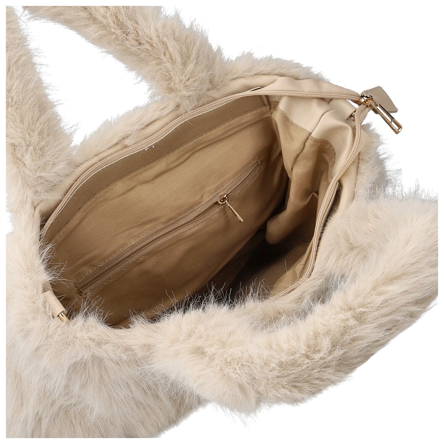 Stylová dámská plyšová kabelka do ruky Arianda, krémová
