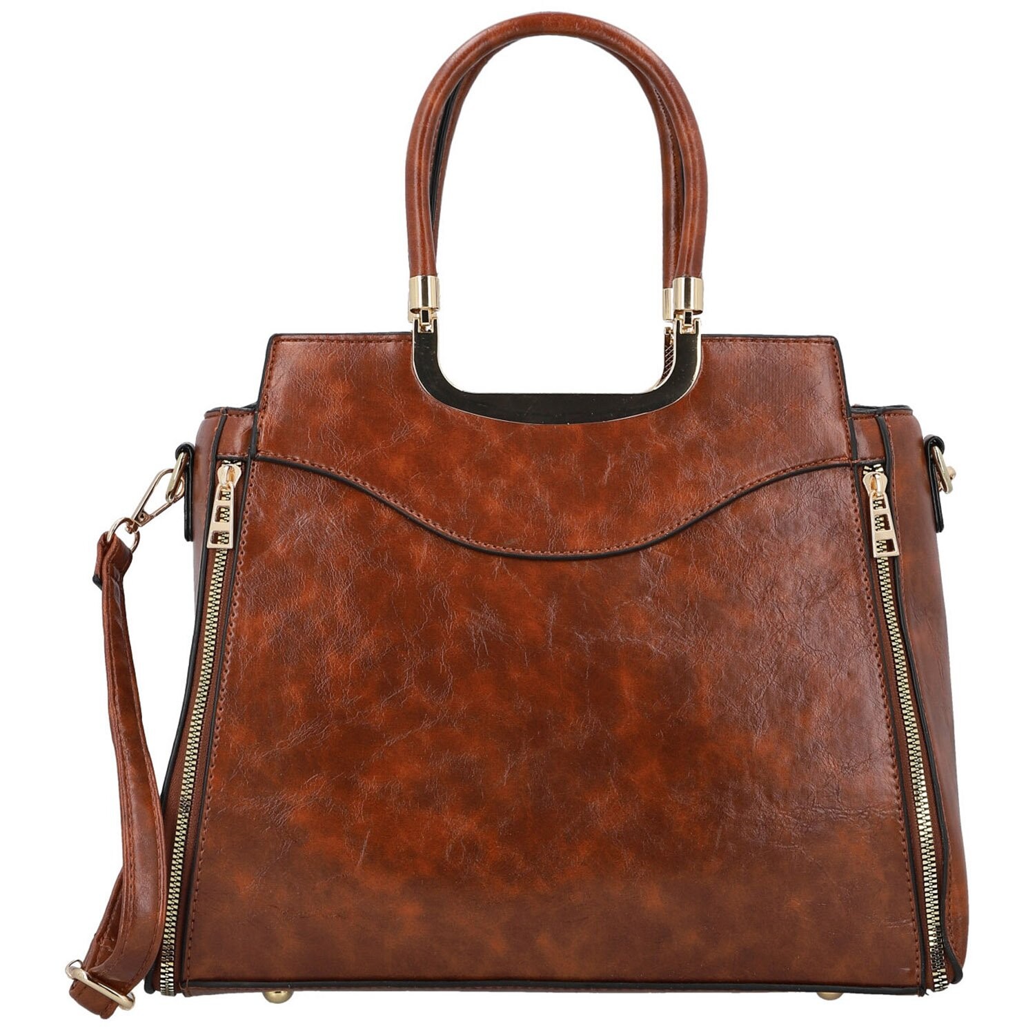 Luxusní dámská koženková kabelka do ruky Wieke, hnědá