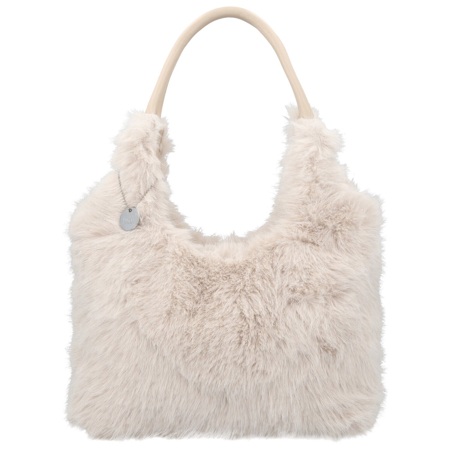 Módní dámská plyšová kabelka do ruky Viorica, krémová