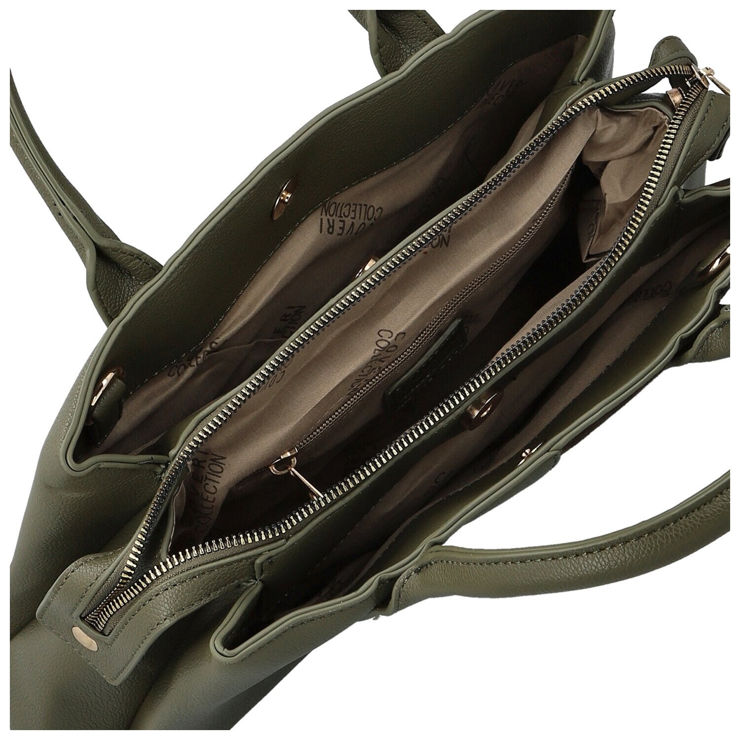 Luxusní dámská koženková kabelka do ruky Coveri Korina, tmavě zelená