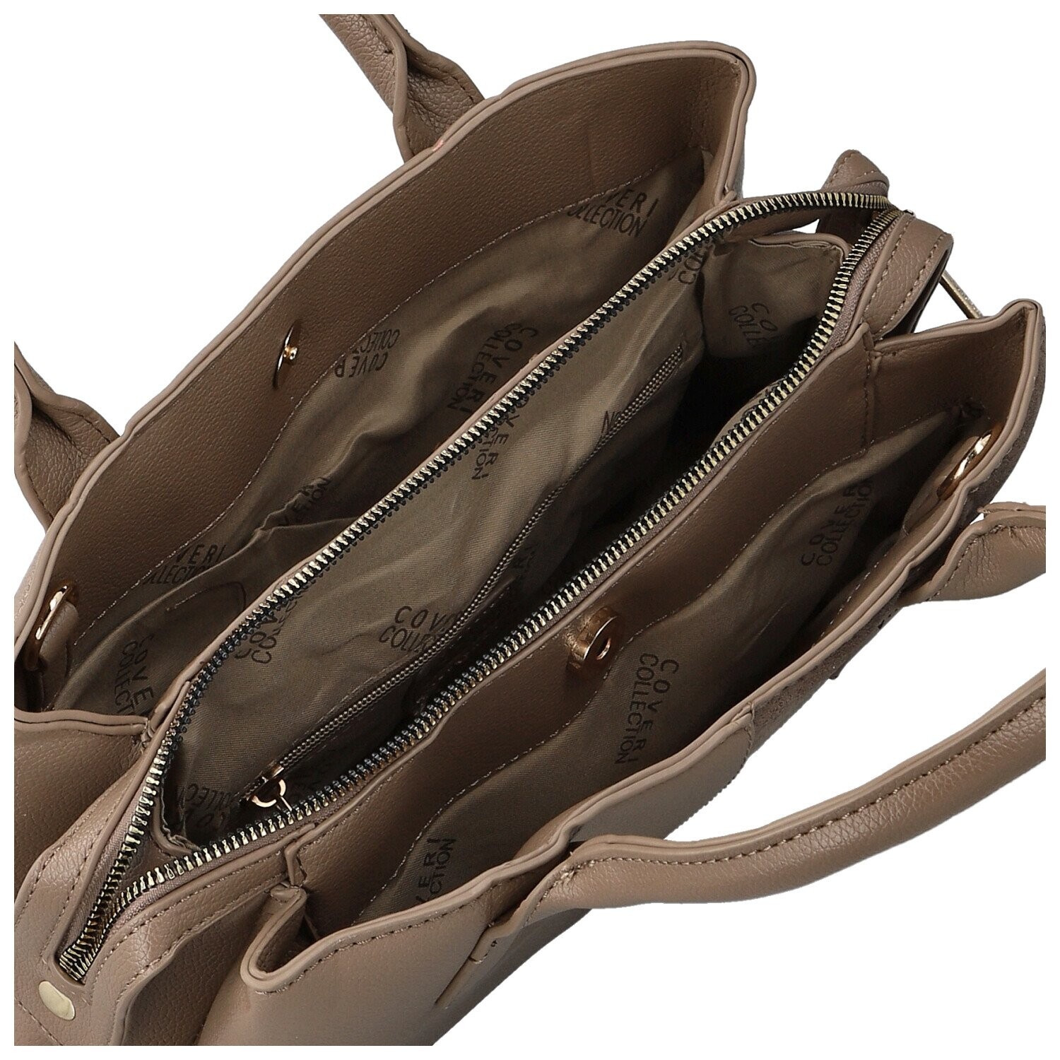 Luxusní dámská koženková kabelka do ruky Coveri Korina, taupe